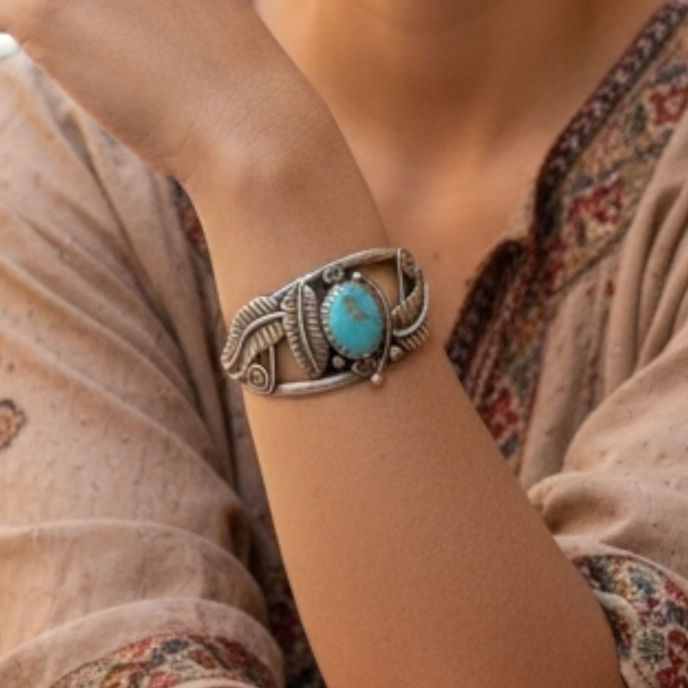 ✨️COPY! TAXCO! Sterling Silver and Howlite Turquoise Cuff Bracelet - Picture 11 of 15